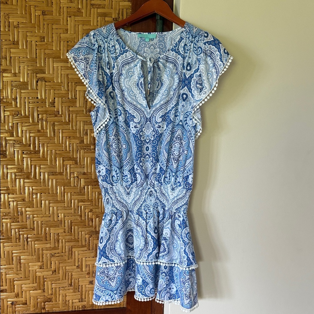 Melissa Odabash Keri Blue and White Paisley Dress